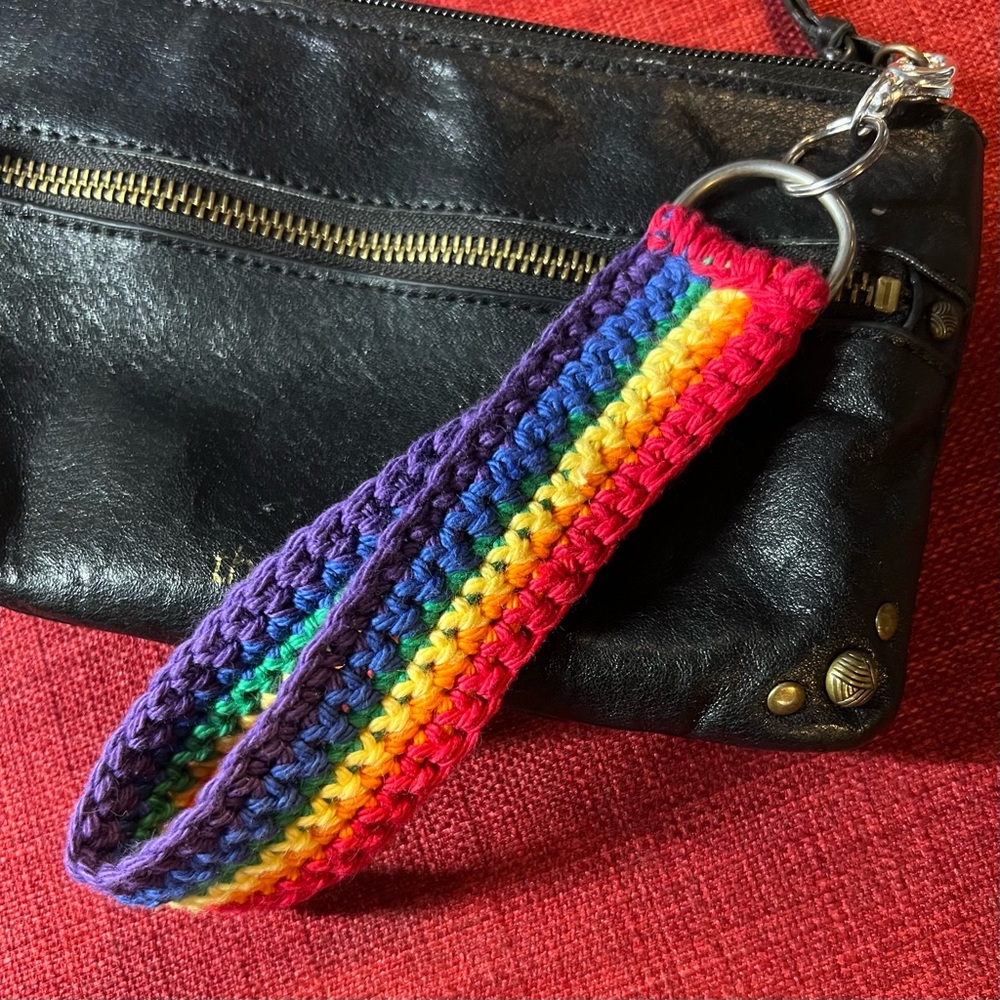 Hand Crocheted Rainbow Wristlet Strap
